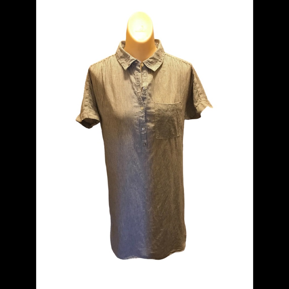 Tahari Seersucker Linen T-Shirt Dress Size XS